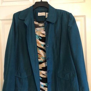 Alfred Dunner Blue jacket with pretty Travel Elements blouse Size 14
